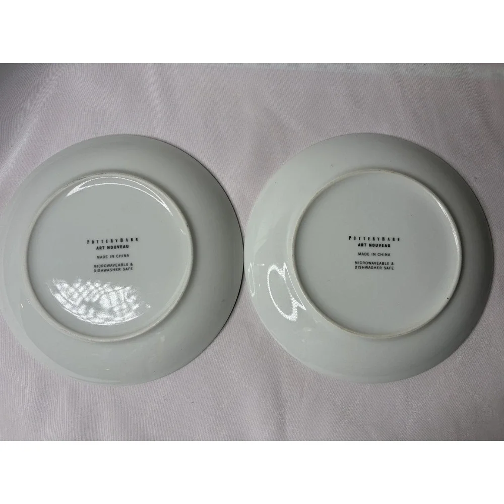 Set Of Two (2) Pottery Barn Art Nouveau Plates - Butterfly Wing